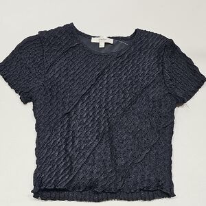 Anthropologie Black Ruched Crop Tee